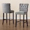 Baxton Studio Daphne Modern Dark Grey Velvet and Dark Brown Finished Wood 2-PC Bar Stool Set 183-11009-Zoro - alternate 6